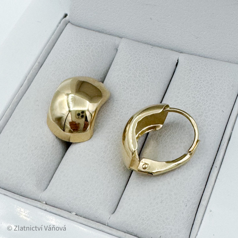 Žluté zlato náušnice hladké na klapku